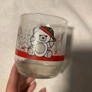 Festive Bear Glass with Red and Green Accents